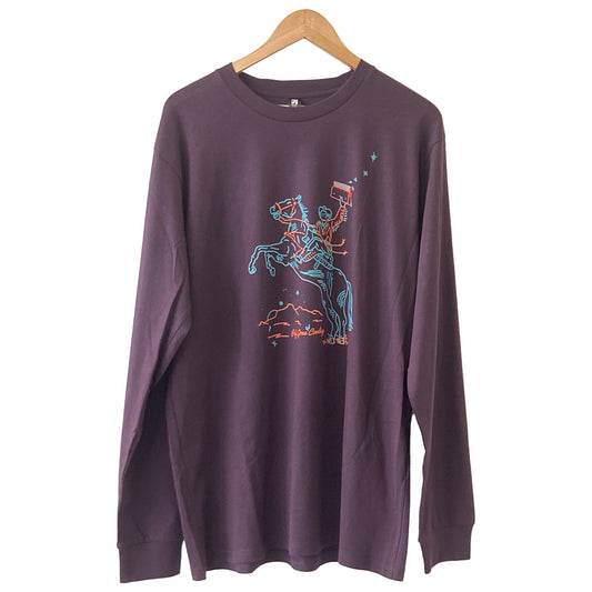 POLY GONE COWBOY | ‘Space Cowboy’ | Long sleeved T-shirt | Dark Plum