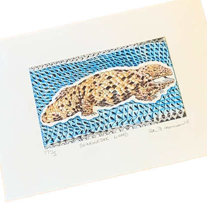 PETER B MORRISON | ‘SHINGLEBACK LIZARD’ TP1/2 | Etching / watercolour
