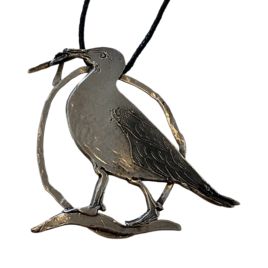 MELISSA STANNARD | ‘Mine…Seagull – Larinae and Chips’ |  Sterling silver pendant with patina