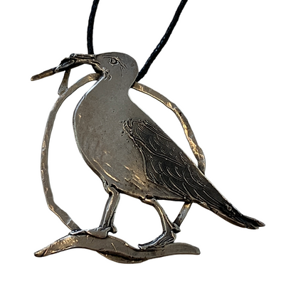 MELISSA STANNARD | ‘Mine…Seagull – Larinae and Chips’ |  Sterling silver pendant with patina