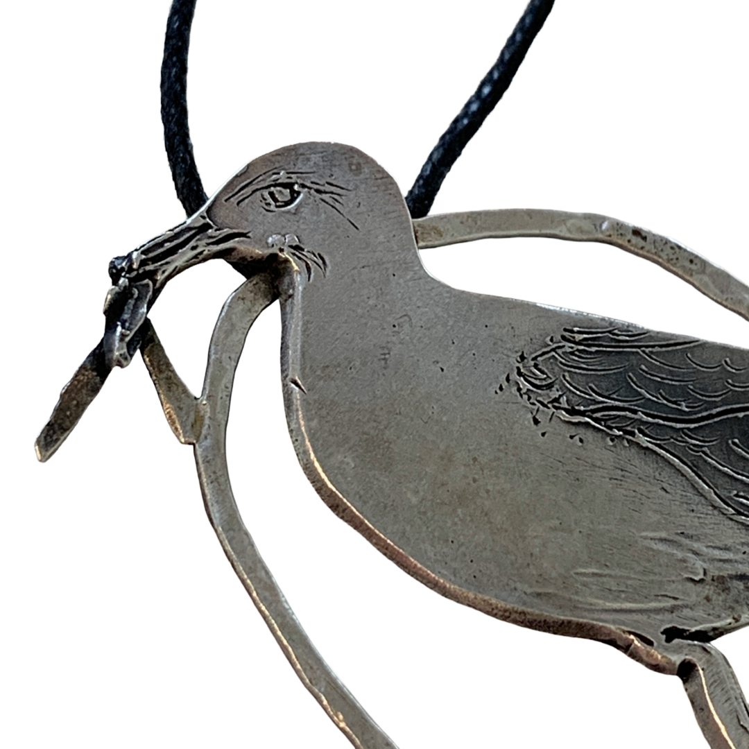 MELISSA STANNARD | ‘Mine…Seagull – Larinae and Chips’ |  Sterling silver pendant with patina