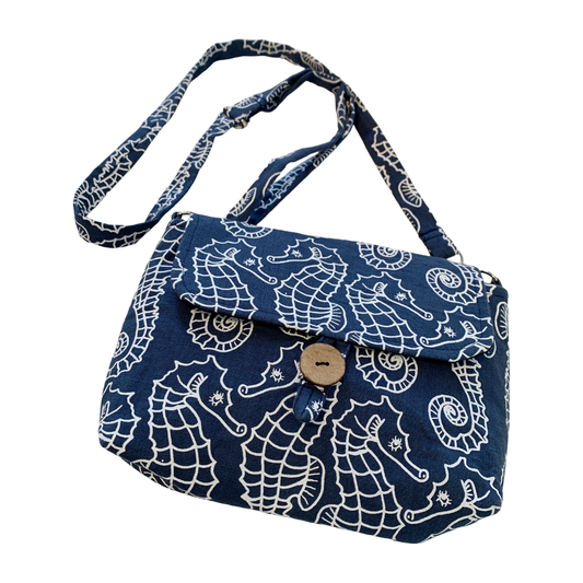 KUKU BULKAWAY ART CENTRE | ‘Seahorse’ Cross body bag | Cotton / screenprint