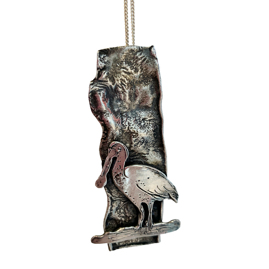 MELISSA STANNARD | ‘Spoonbill’ | reticulated silver pendant with patina