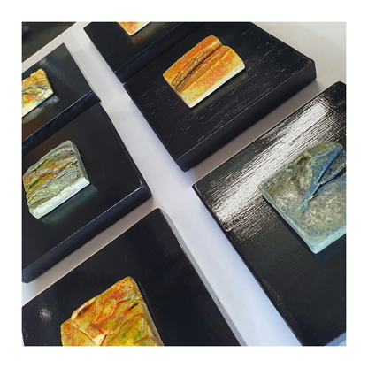 MALKI STUDIO | 'Traces of Time 2' | Ceramic wall art on board | Multiple glaze firings