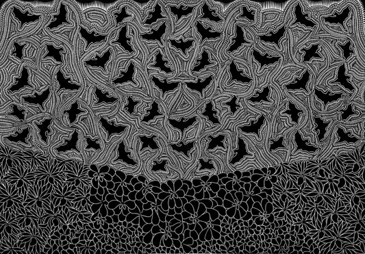 BILLY MISSI | 'Sapur au kubi (dark flock of bats)' | Linocut print