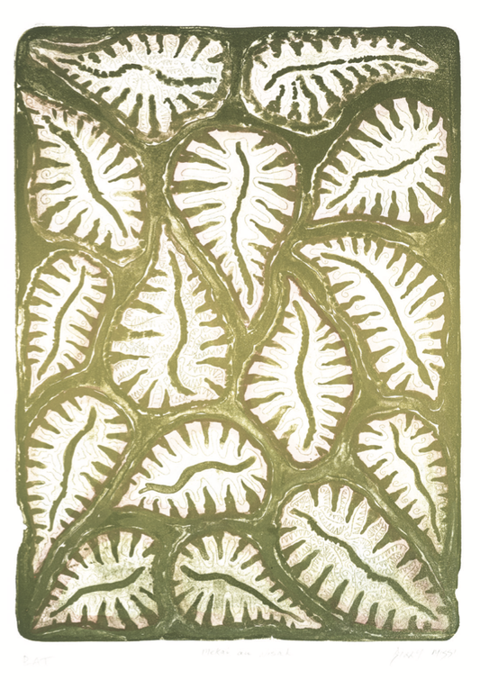 BILLY MISSI | 'Mekai au Nisal' (Almond Leaves) Lithograph