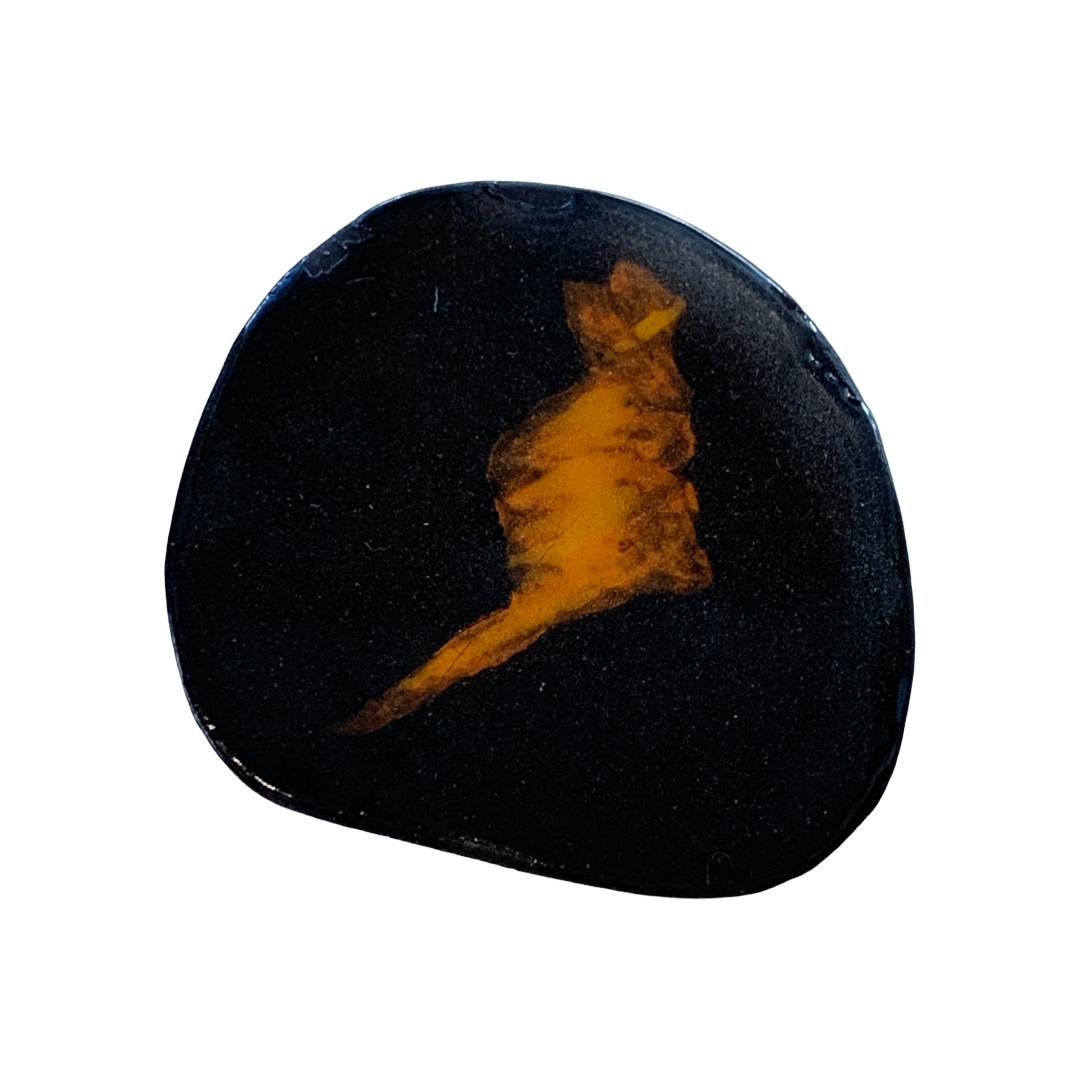 TEGAN KOSTER | 'Spunky the Cat' Lge Brooch #1 | Hand painted ceramic brooch