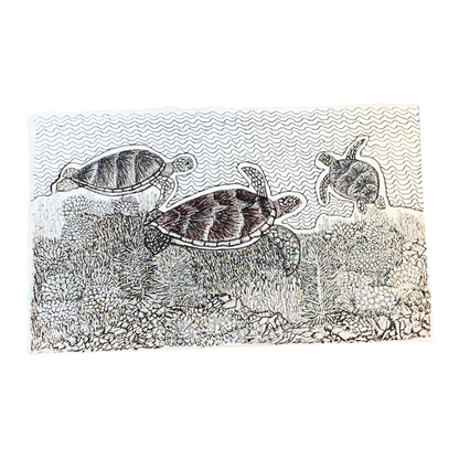 PETER B MORRISON | ‘Turtle Feeding’ | Pen + Ink drawing