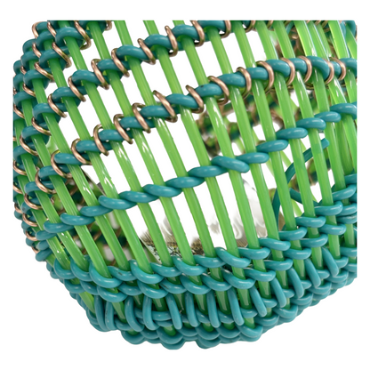 TONYA GRANT - Girringun Art Centre | 'Recycled Wire Jawun (basket)' | Green two-tone electrical wire