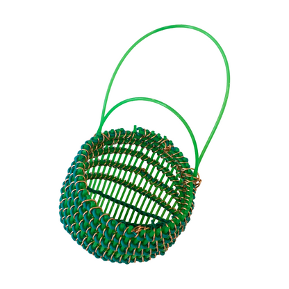 TONYA GRANT - Girringun Art Centre | 'Recycled Wire Jawun (basket)' | Green two-tone electrical wire
