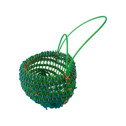 TONYA GRANT - Girringun Art Centre | 'Recycled Wire Jawun (basket)' | Green two-tone electrical wire