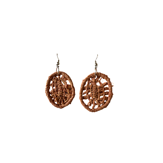 DELISSA WALKER | 'Woven Round Earrings - Blush'  Medium | Black Palm / raffia