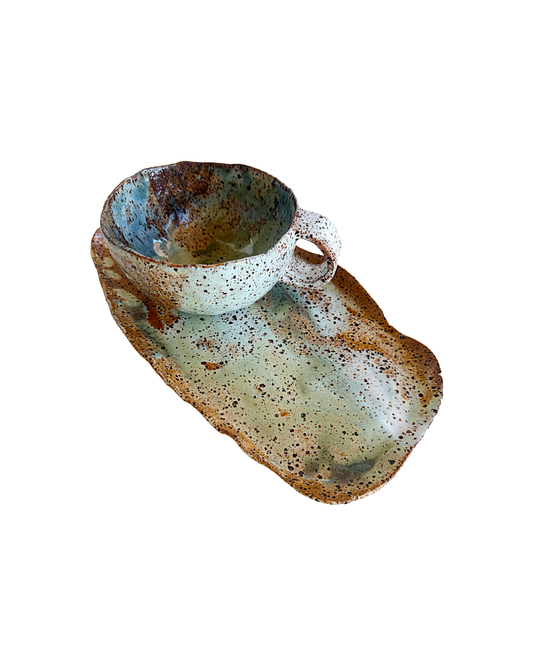 KAT HALL | ‘Coral Cup and Saucer (long)’ | Ceramic Dish