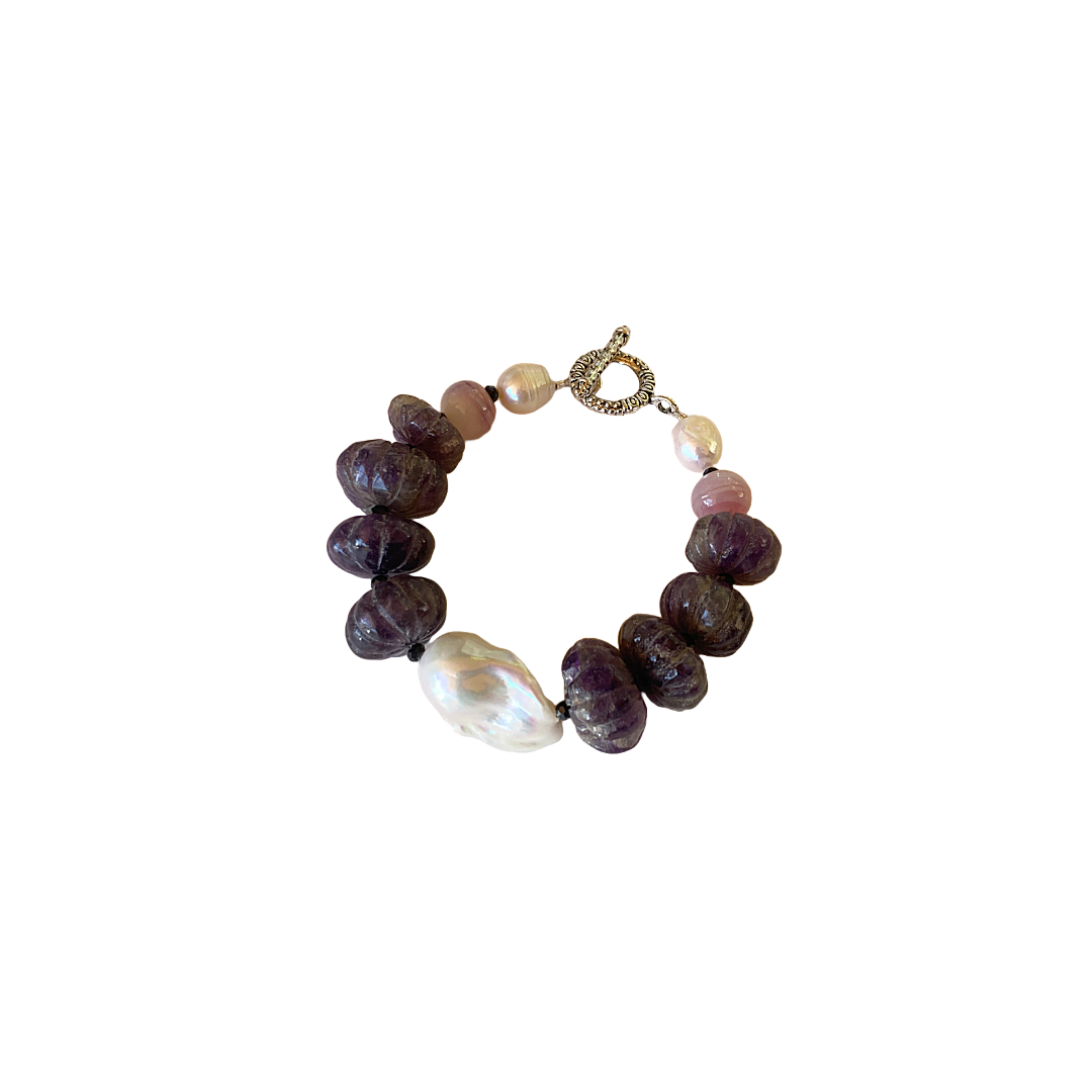 PEARL AND SALTY PLUM | ‘Amethyst Bracelet’ | Mixed media