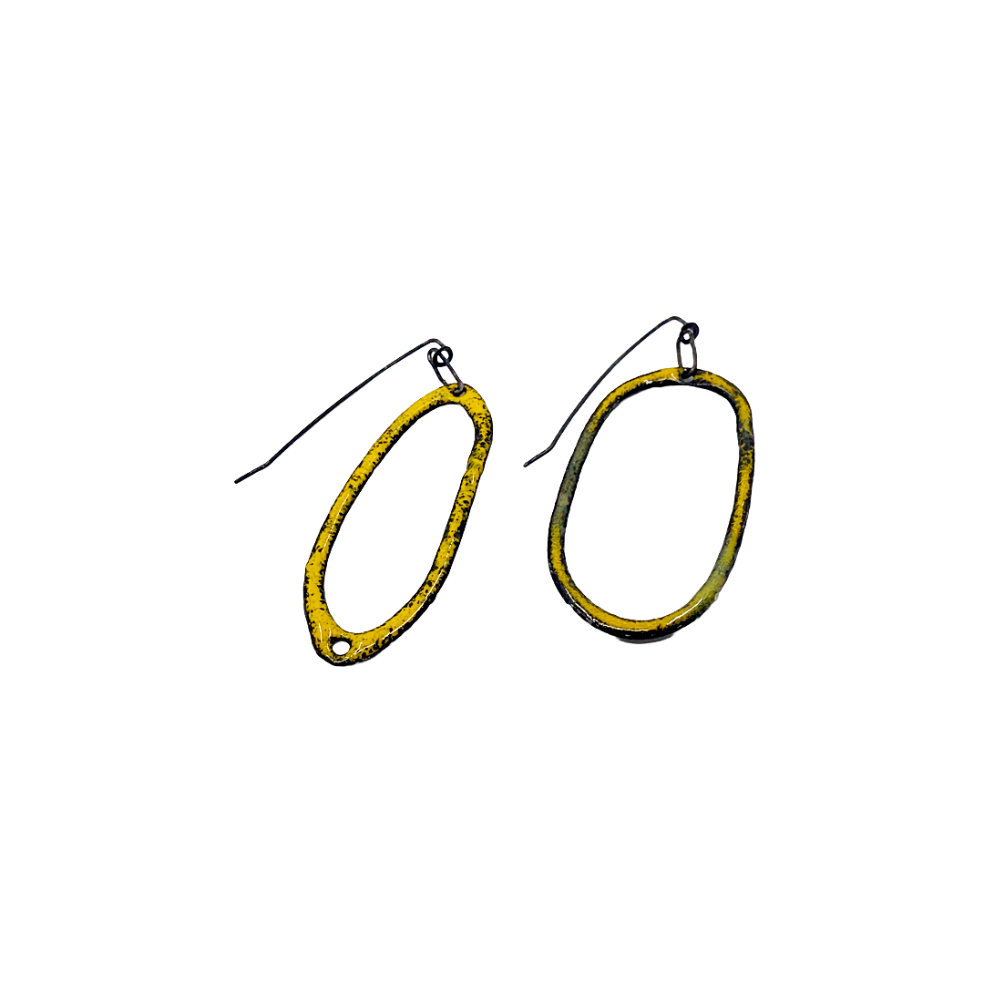 LOIS HAYES DESIGNS  | 'Autumn Collection – Earrings (2)’ | Oxidised sterling silver / Yellow enamel on copper