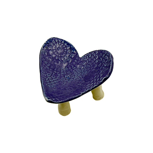 FLINTSTONE DESIGNS | ‘Purple Doily Heart  - long legs | Ceramic