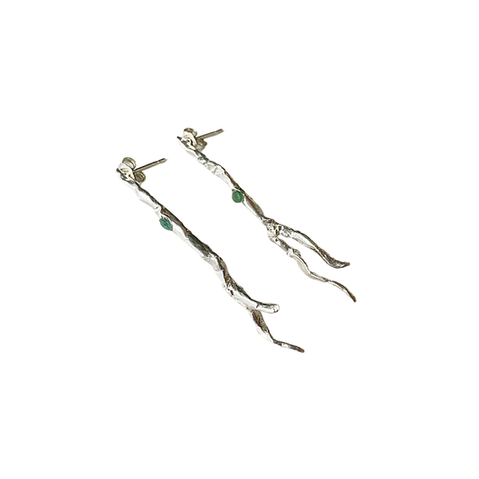 LOIS HAYES DESIGNS | 'Tap Roots Earrings' | Sterling silver / emeralds