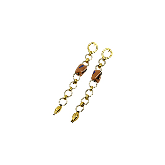 ARTIZ | 'Spring Collection (41)' Earrings | Hand painted African glass / silver / gold plated bronze pieces