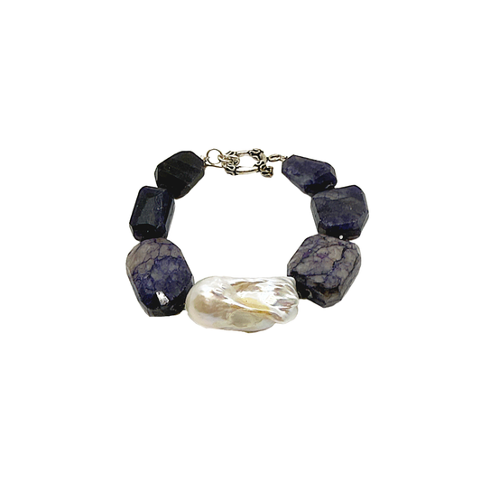 PEARL AND SALTY PLUM | ‘Pearl and Iolite Bracelet 2’ | Mixed media