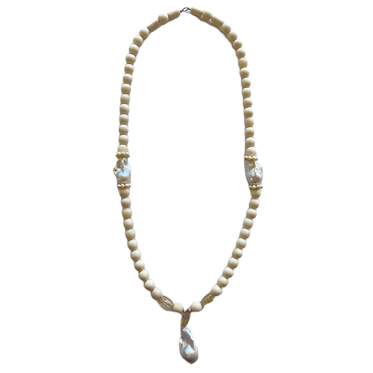 PEARL AND SALTY PLUM | ‘Camel Bone Necklace (I) | Mixed media