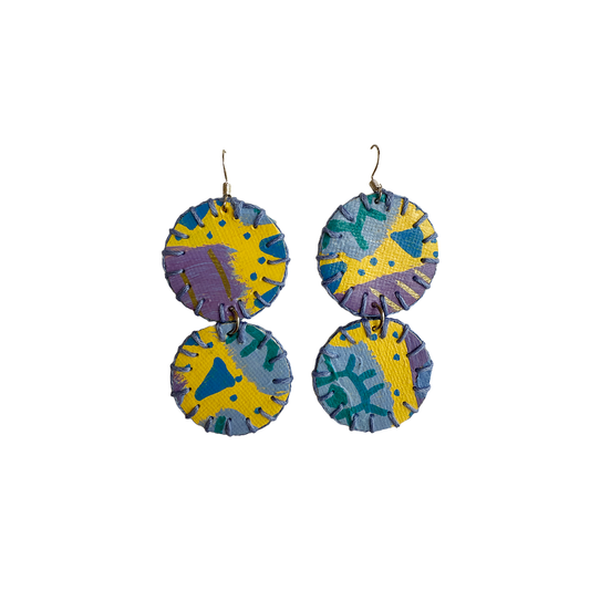 MUM’A NAI | ‘Double Trouble – Colour Me Happy #5 | Upcycled blue cotton material + acrylic on canvas