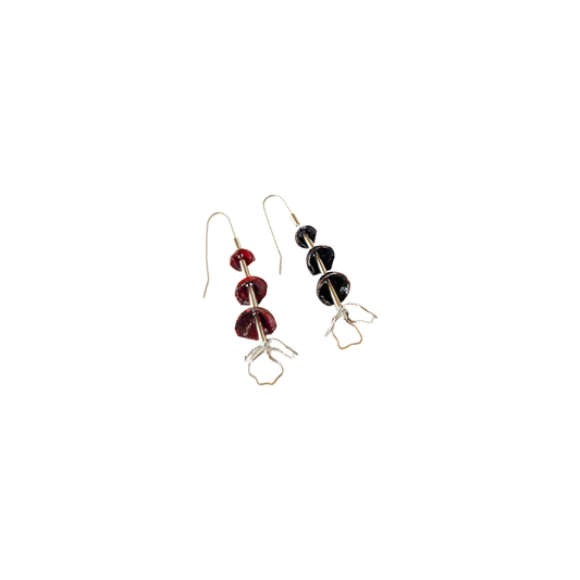 LOIS HAYES DESIGNS | ‘Spring Collection – Earrings #3' | Silver / copper / red + black enamel