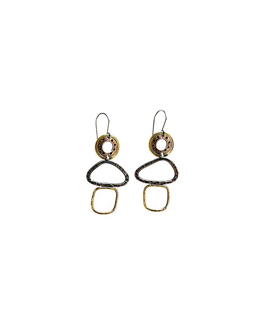 KATE HUNTER | 'Fairway Buoys’ | Earrings | Copper / brass / patina