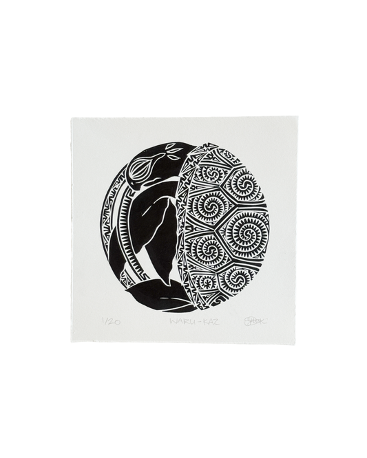 GLEN MACKIE | 'WARU-KAZI' | Vinyl-cut relief print