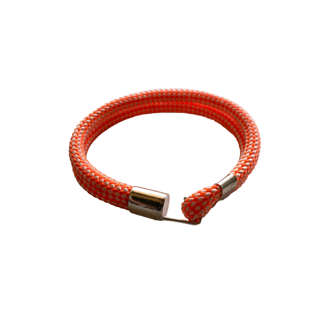 LOIS HAYES DESIGNS | ‘Spring Collection – Marine Rope Bracelet’ | Fluoro orange rope / sterling silver