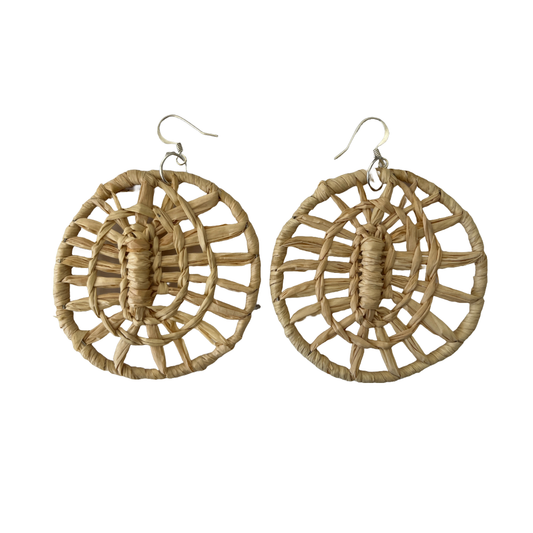 DELISSA WALKER | 'Woven Round Earrings - Natural' | Black Palm  raffia