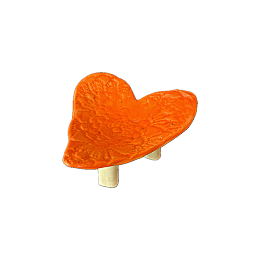 FLINTSTONE DESIGNS | ‘Orange Doily Heart  - long legs' | Ceramic