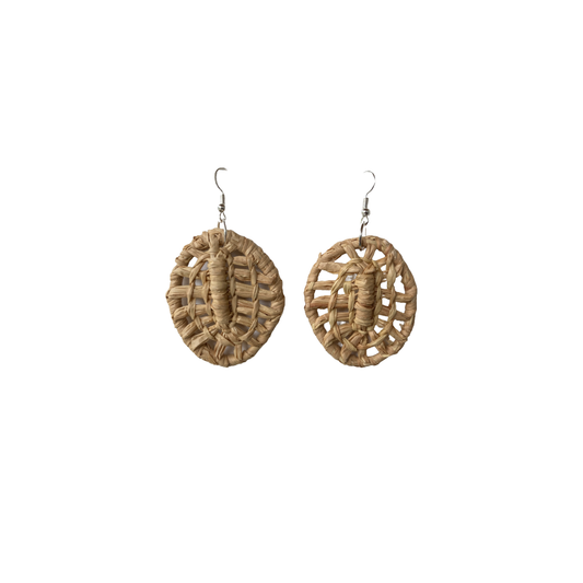 DELISSA WALKER | 'Woven Round Earrings - natural' Medium | Black Palm / raffia