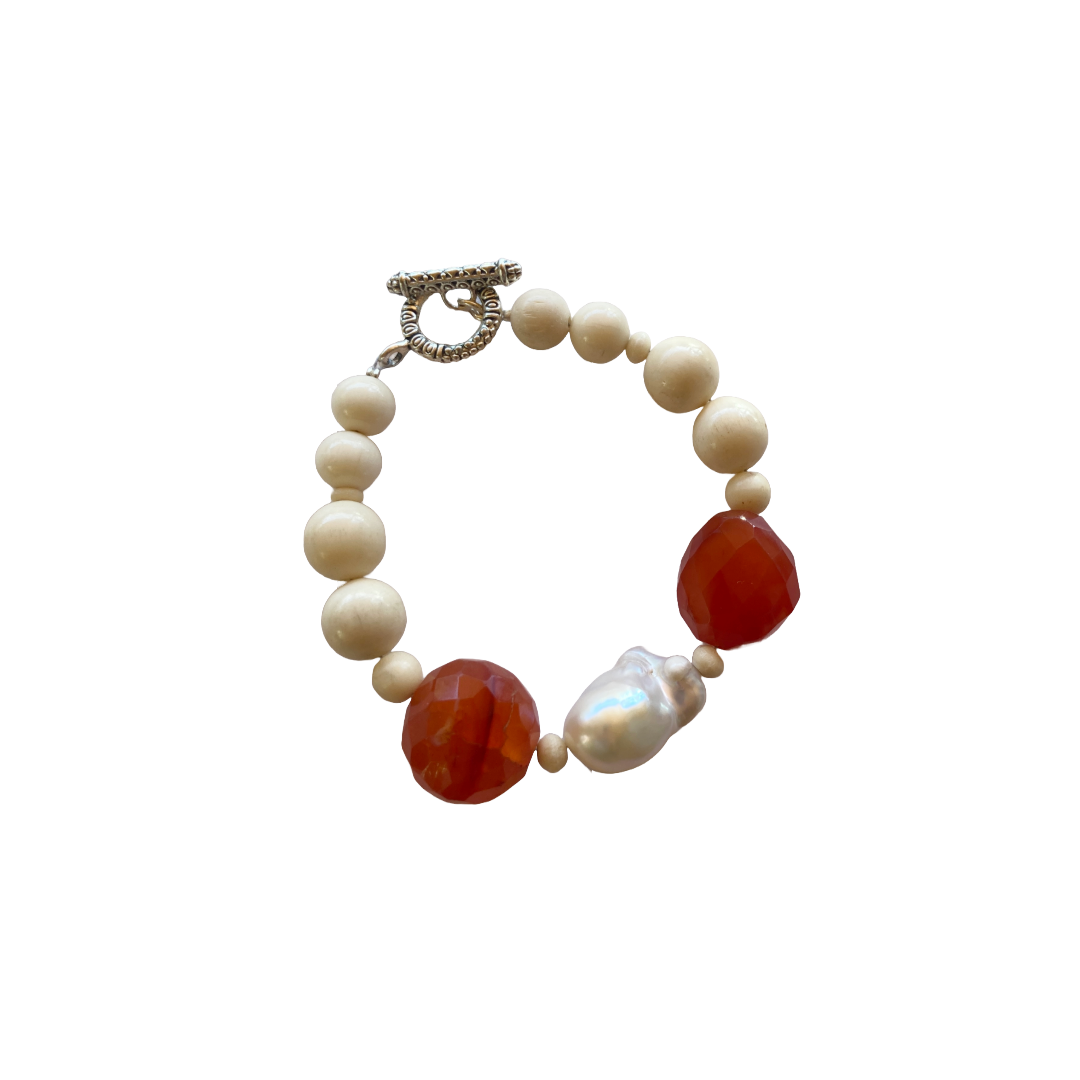 PEARL AND SALTY PLUM | ‘Camel Bone Bracelet’ | Mixed media