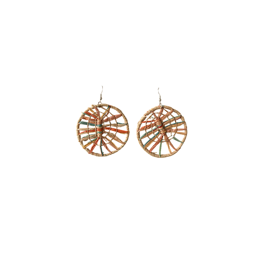 DELISSA WALKER | 'Woven Round Earrings - Multicoloured' Large | Black Palm / raffia