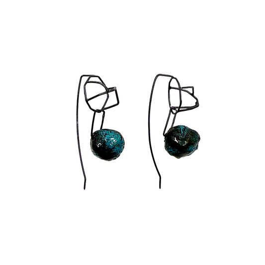 LOIS HAYES DESIGNS  | 'Autumn Collection – Earrings (3)’ | Oxidised sterling silver / Green enamel on copper