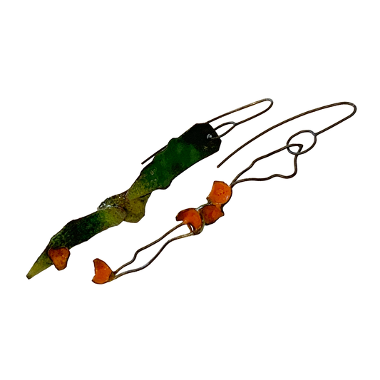 LOIS HAYES | ‘Shifting Contours - Earrings 6’ | 2025 | Enamel / recycled copper/ sterling silver