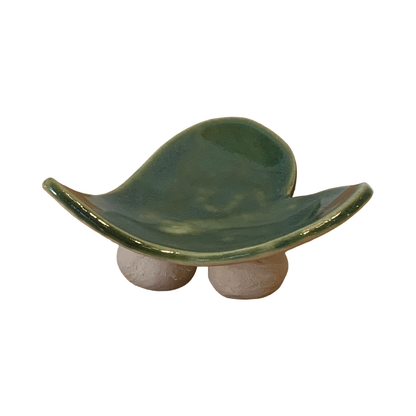 FLINTSTONE DESIGNS | 'Deep Green Heart Dish' | White Clay | Ceramic Dish
