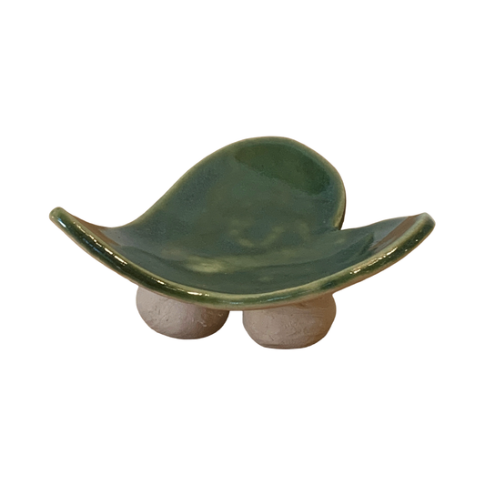 FLINTSTONE DESIGNS | 'Deep Green Heart Dish' | White Clay | Ceramic Dish