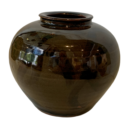 SERVICE CERAMICS | ‘Rounded Green Brushed Vase- Large' | Wheel-thrown ceramics