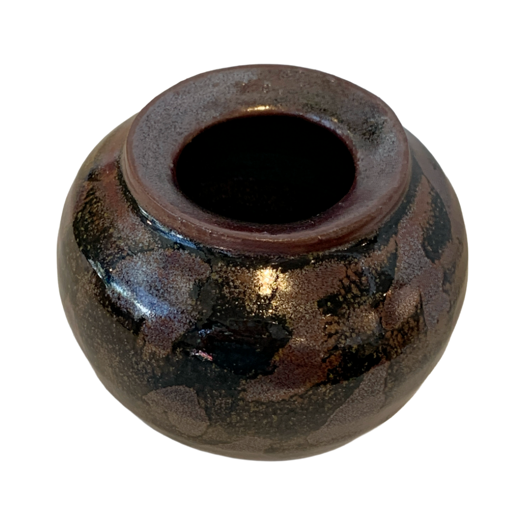 SERVICE CERAMICS | ‘Rounded Black Vase- Patterned' | Wheel-thrown ceramics
