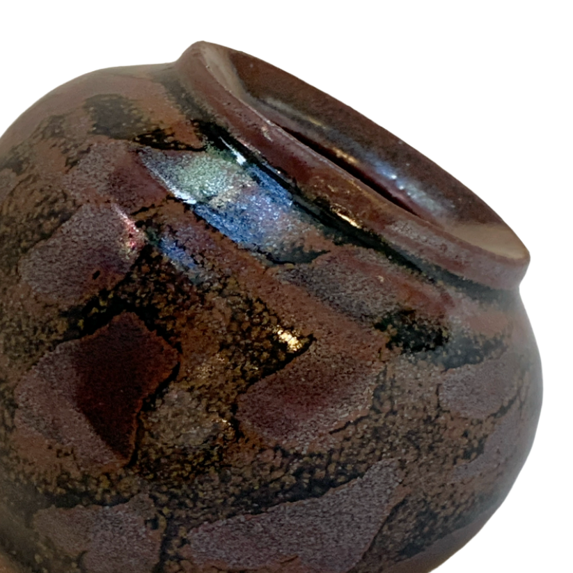 SERVICE CERAMICS | ‘Rounded Black Vase- Patterned' | Wheel-thrown ceramics
