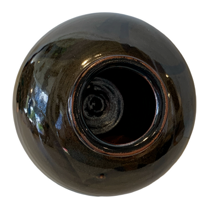 SERVICE CERAMICS | ‘Rounded Green Brushed Vase- Large' | Wheel-thrown ceramics