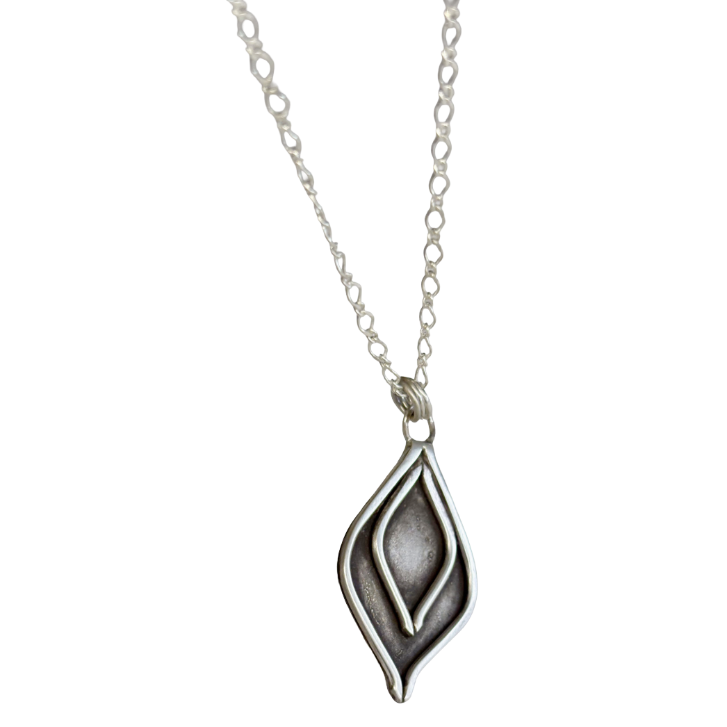 BREATH AND ESSENCE | 'Lotus Drop Necklace' | Sterling Silver Pendant / patina finish