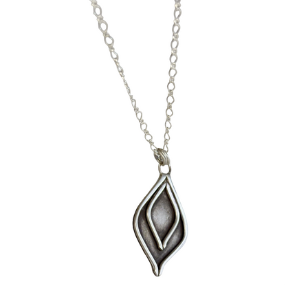 BREATH AND ESSENCE | 'Lotus Drop Necklace' | Sterling Silver Pendant / patina finish