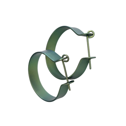 FAR NORTH STUDIO | ‘Hoop earrings’- Small | Green | Titanium