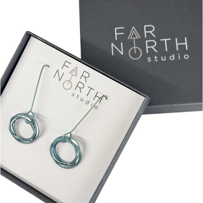 FAR NORTH STUDIO | ‘Orbit Earrings' | Green titanium / small