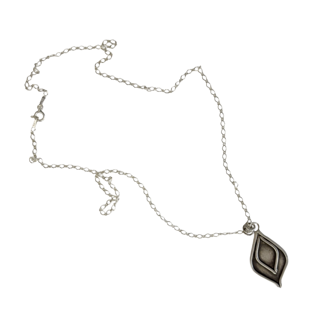 BREATH AND ESSENCE | 'Lotus Drop Necklace' | Sterling Silver Pendant / patina finish