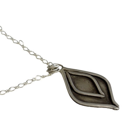 BREATH AND ESSENCE | 'Lotus Drop Necklace' | Sterling Silver Pendant / patina finish