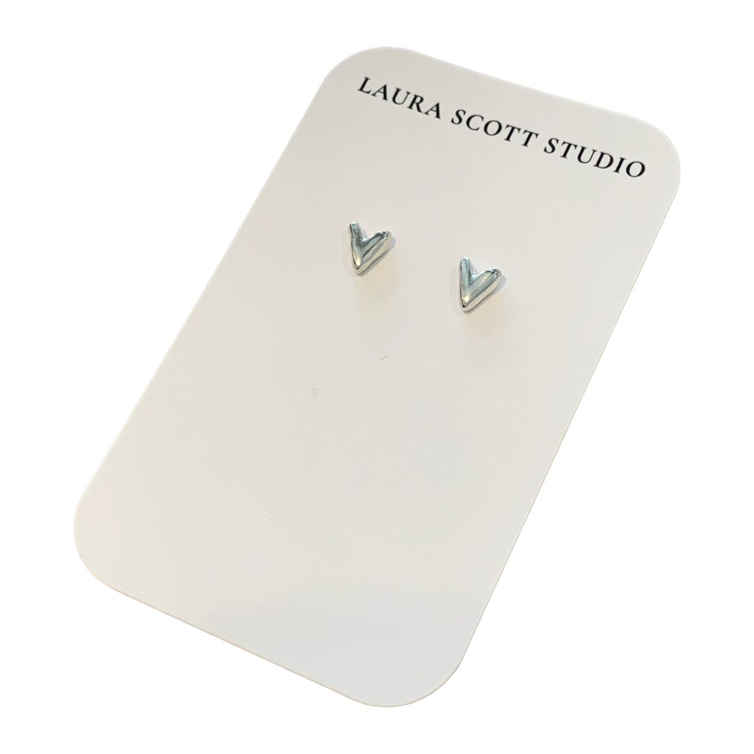 LAURA SCOTT STUDIO | Sandcast heart Studs | 2026 | Sterling Silver