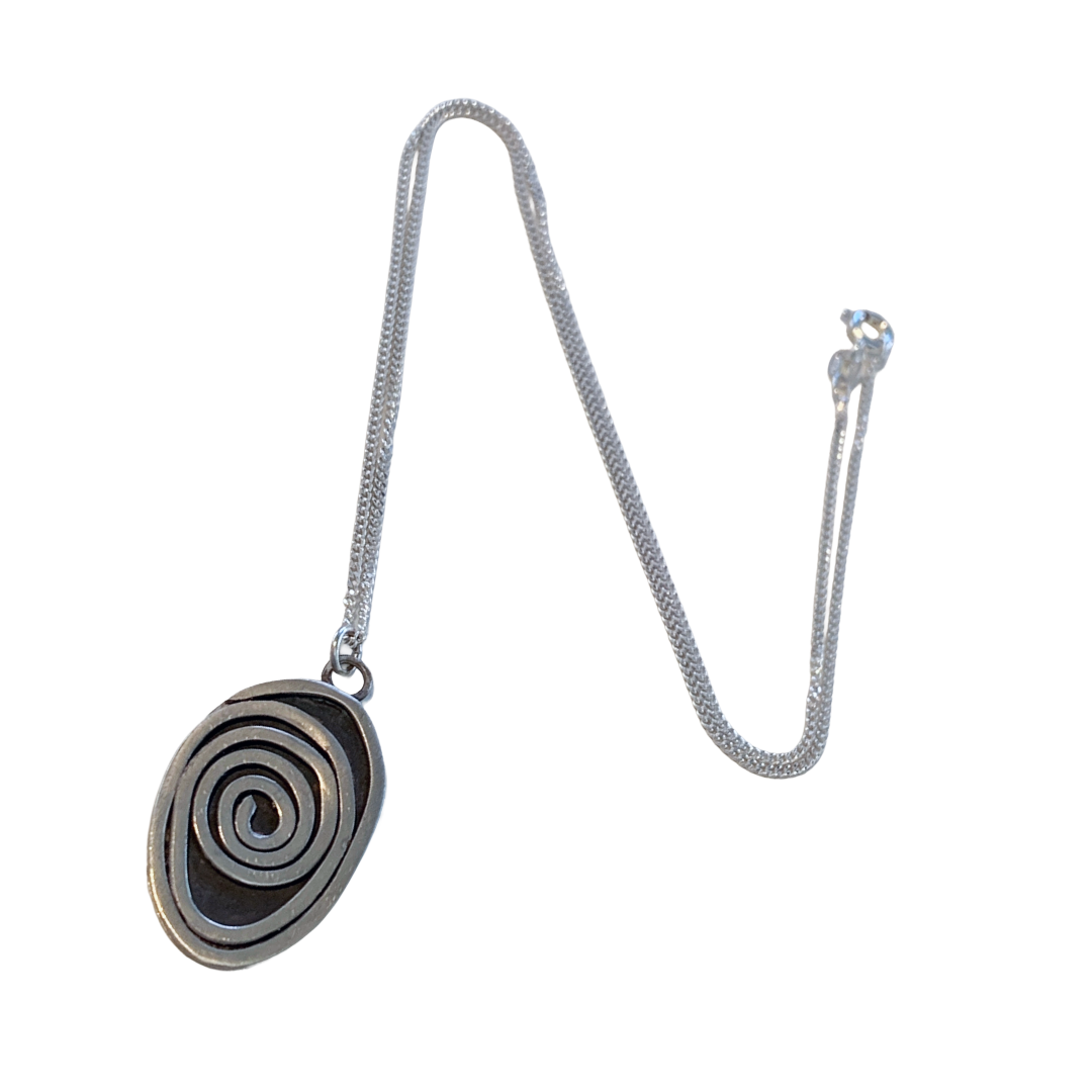 BREATH AND ESSENCE | ‘Spiral Necklace' | Sterling silver / Patina finish